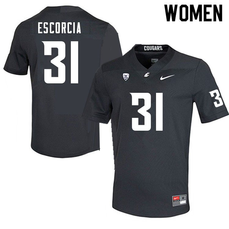 Women #31 Hunter Escorcia Washington Cougars College Football Jerseys Sale-Charcoal